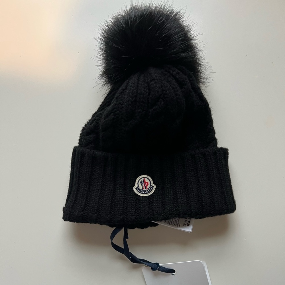 Moncler Women’s Black Knit Hat with Pom-Pom